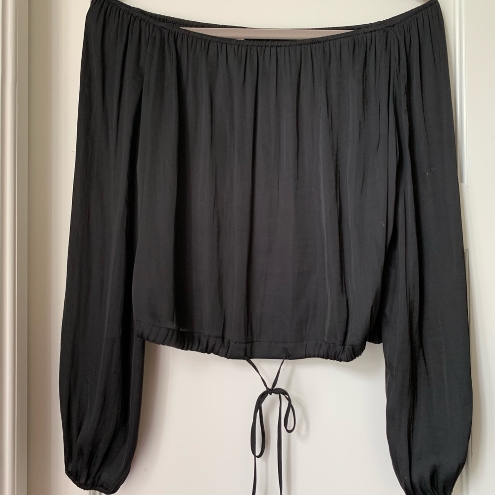 Capulet silk off the shoulder black blouse XS